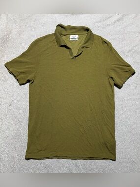 Monoprix Premium Polo Mens Large Green Open Collar Short Sleeve Pullover Tee
